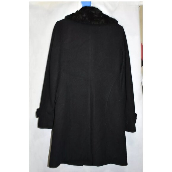 $400 TAHARI Alicia Wool Blend Faux Fur Coat BLACK WARM COZY NICE XS - Picture 6 of 6